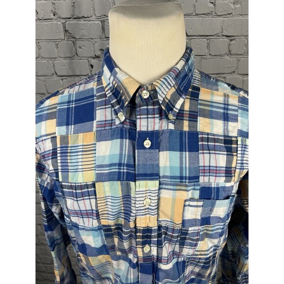 Brooks Brothers Regent Patch Work Plaid Men Large Long Sleeve Button Down Shirt - Picture 8 of 9